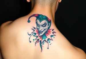 graphic 3d jester design tattoo idea