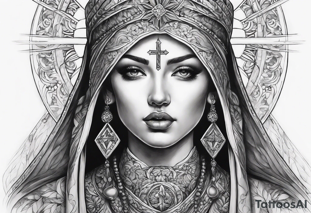 religious sleeve tattoo idea