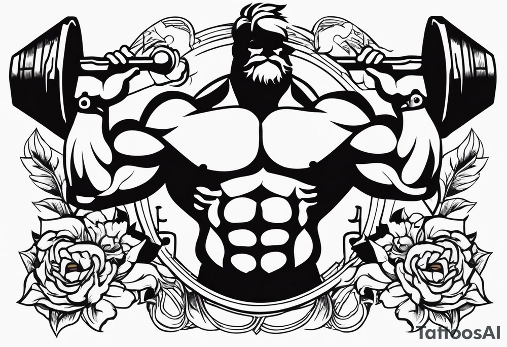 Simple design with elements linked to bodybuilding travel and freedom , no people tattoo idea