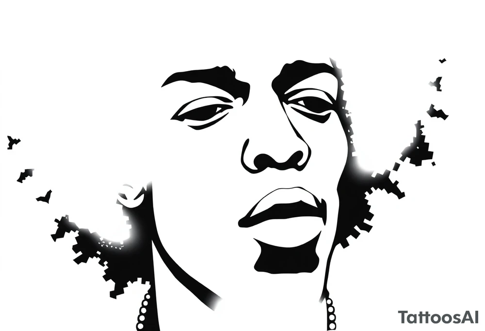 Jimi hendrix, afro, silhouette tattoo idea