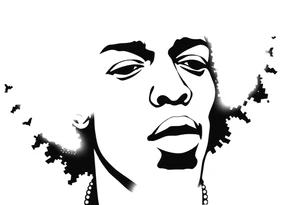 Jimi hendrix, afro, silhouette tattoo idea