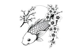 Koi sunset Japan cherry blossoms tattoo idea