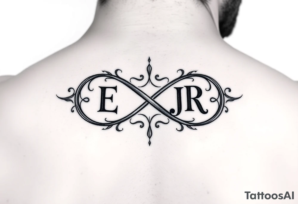 Unique infinity sign with INITIALS  ECD   AND CJR INCORPORATED INTO IT tattoo idea