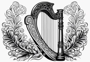 Irish harp with the New Zealand Silver Fern tattoo idea