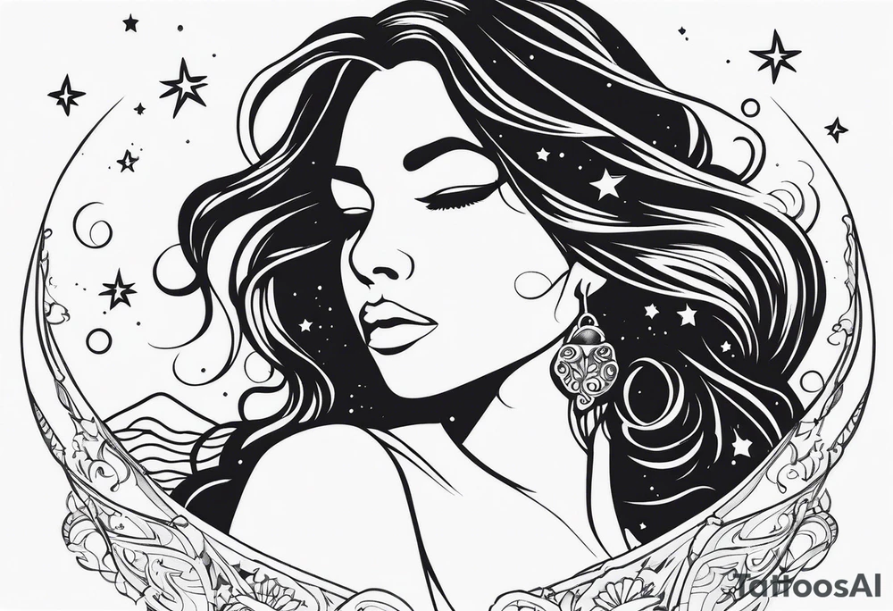 sereia com estrelas do mar tattoo idea