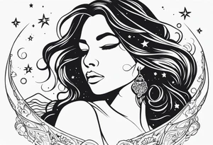 sereia com estrelas do mar tattoo idea