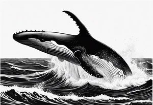 Humpbake whale tail sticking out of ocean tattoo idea