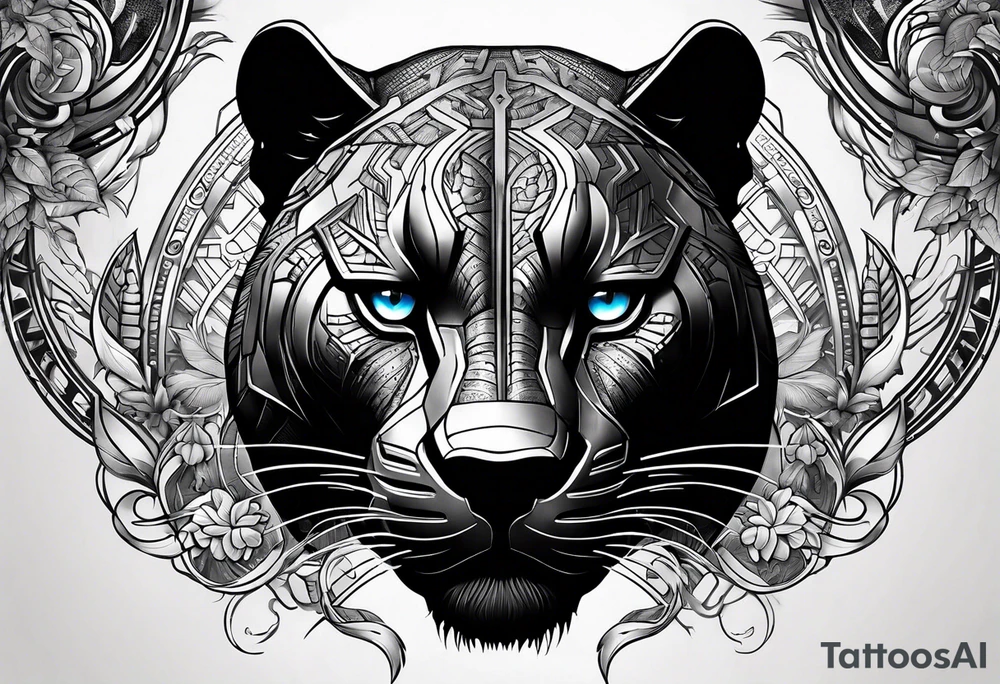 Black panther portrait tattoo idea