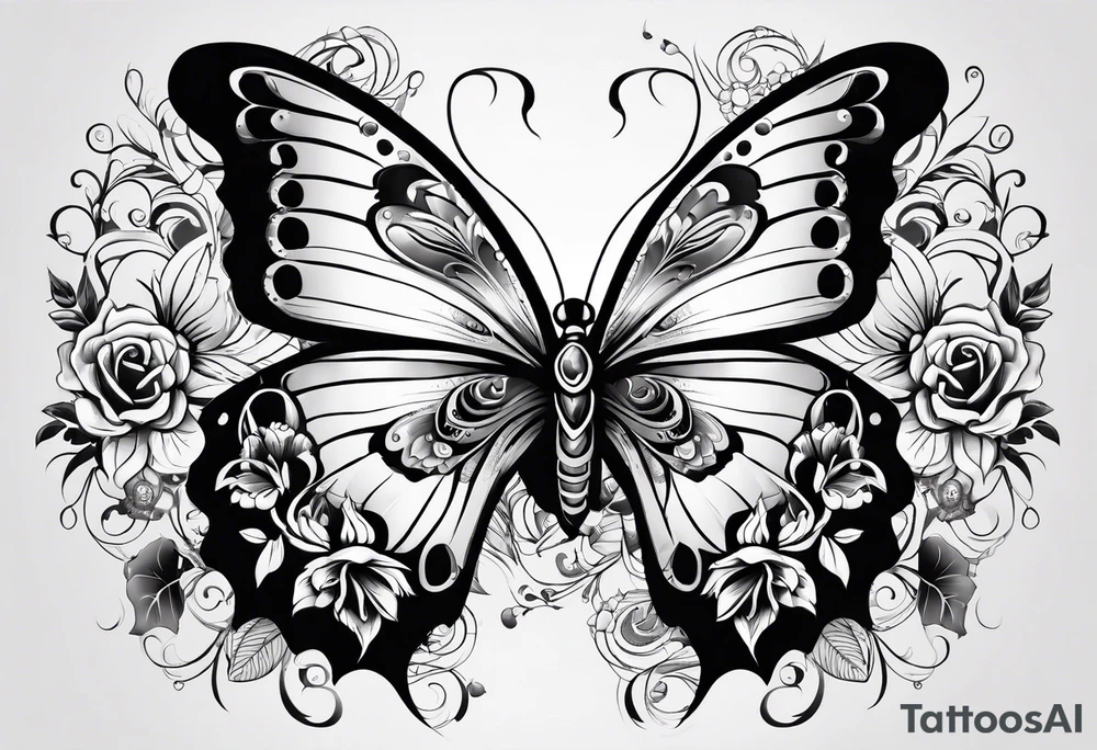 butterfly with skulls tattoo idea