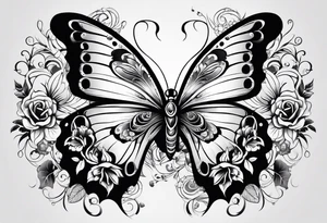 butterfly with skulls tattoo idea