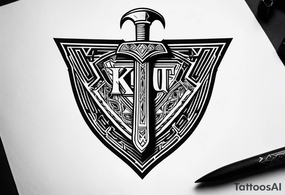 Valhalla  sword shield axe Valknut fog tattoo idea