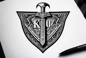 Valhalla  sword shield axe Valknut fog tattoo idea