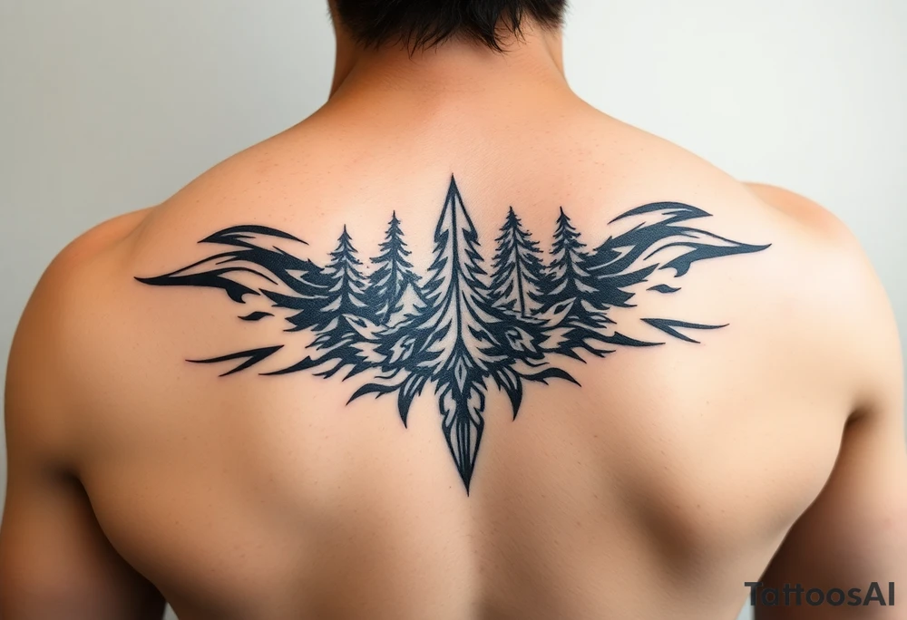 Snowy Alaskan winter forest tattoo idea