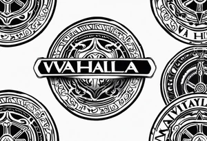 Valhalla round shield fire sword tattoo idea
