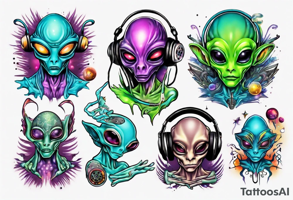 Alien DJ tattoo idea