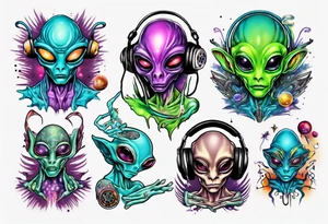 Alien DJ tattoo idea