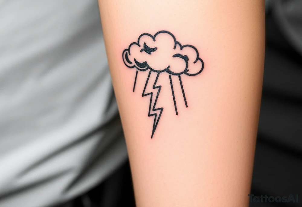 Black storm clouds with rain falling & lightning bolts striking down tattoo idea