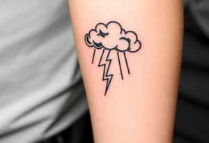Black storm clouds with rain falling & lightning bolts striking down tattoo idea