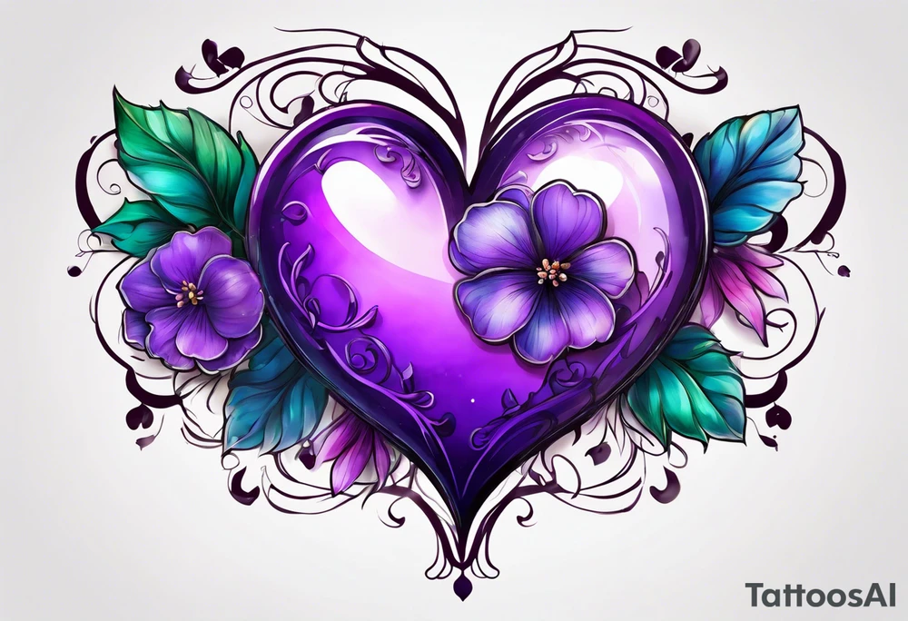 Heart made with. Violet flowers tattoo idea