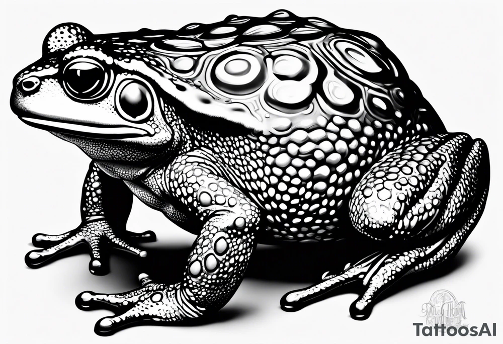 Toad with six pack abs tattoo idea
