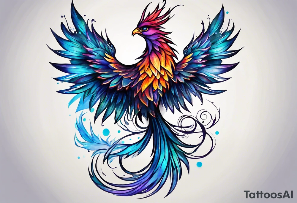 Phoenix flower tattoo idea