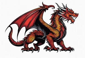 Standing Welsh dragon tattoo idea