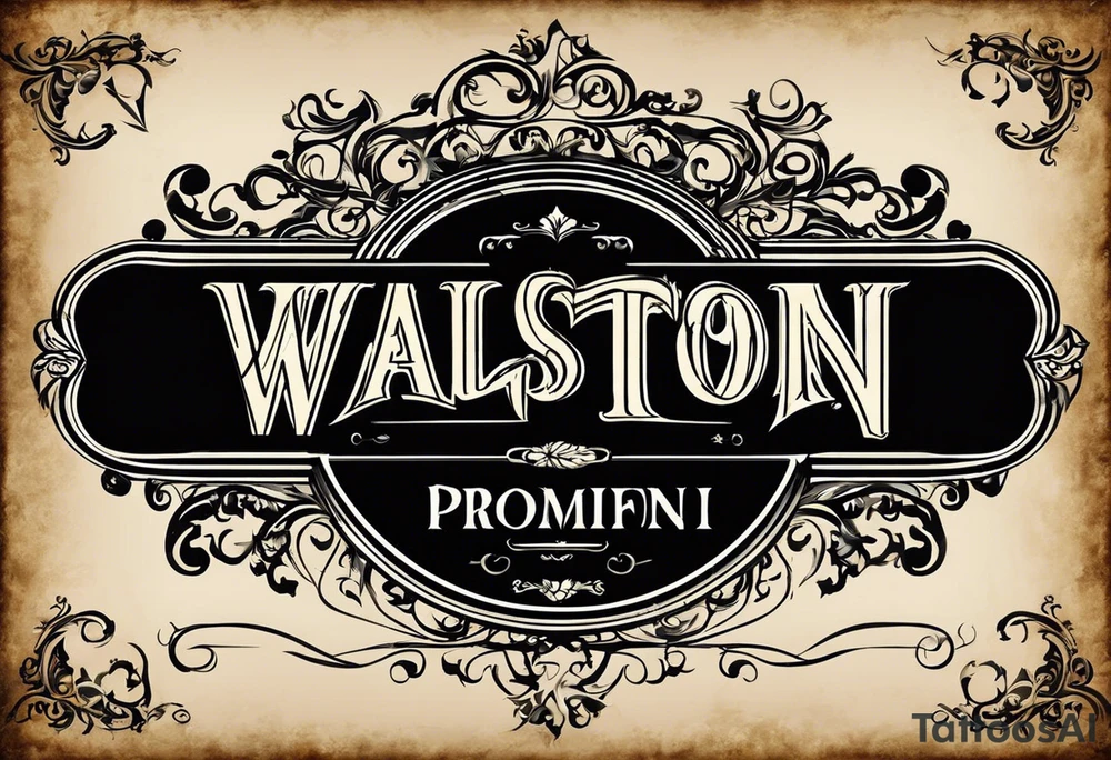 Here's a concept for your tattoo design:

1. **Name (Walston)**: Place the name "Walston" prominently, perhaps in an elegant, flowing script or calligraphy style, to give it a personal and stylish touch. This can be placed either at the top or bottom of the design.

2. **Clock**: Draw an old-fashioned pocket watch or a vintage clock, symbolizing the passage of time. Position it centrally in the design, ensuring it is the focal point.

3. **Doves**: Illustrate doves flying towards the clock from various directions. Doves often symbolize peace and freedom, adding a sense of serenity and movement to the tattoo.

The layout could be as follows:

- The name "Walston" arched elegantly above or below the clock.
- The clock in the center with intricate details.
- Doves flying in from the sides, with their wings spread, creating a dynamic flow towards the clock. tattoo idea