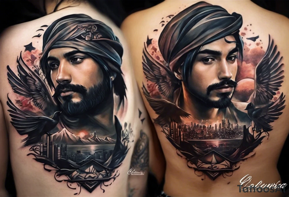 i want to create a tattoo inspired by my life, i had a girlfriend for a 8 years since 2009 till to 2017 and we broke up and i was in depression for almost 2 years, then i met a Colombian girl that ruined my life and i had a baby with her , his name is Yousif and now he is 3 years old living with me , and then i had another Colombian girl that i had a relationship with for over one year and i loved her too much and i broke her heart because of my previous  relationship and now again iam in depression tattoo idea