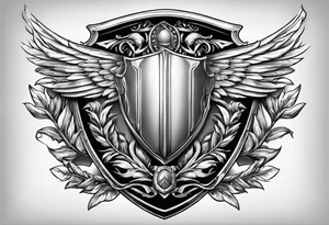 Ares spear and athena shield with a laurel wreath around tattoo idea