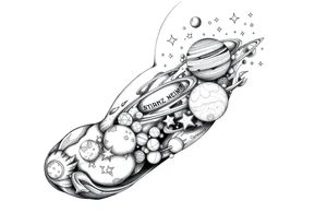 outer space, planets, stars, string theory multiverse tattoo idea