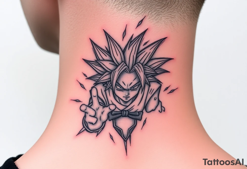 legendary dragonball z scene with energy aura and power effects tattoo idea