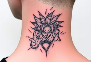 legendary dragonball z scene with energy aura and power effects tattoo idea