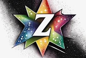 Stars and the number seven in rainbow colors tattoo idea