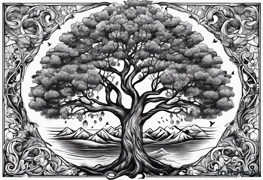 Family tree with names tattoo idea