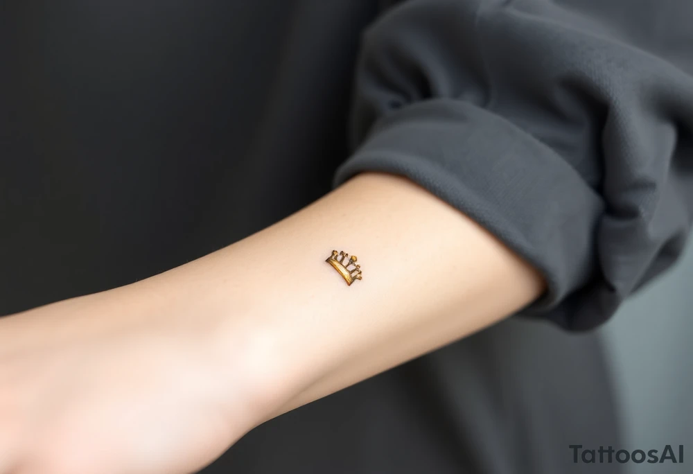A crown with one perfect diamond in the center, shaded in soft pastel pink and light gold for a subtle, elegant touch tattoo idea