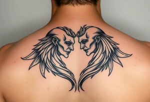 Two lost souls merging into one representing one love tattoo idea