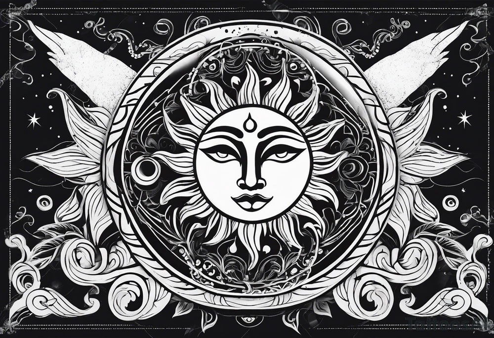 sun and moon tattoo idea