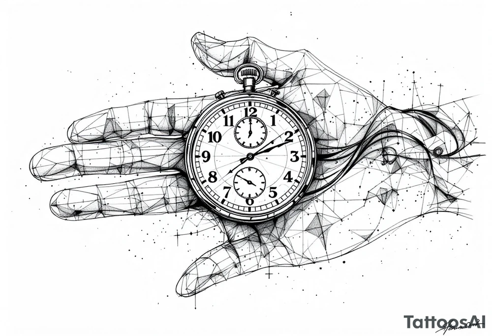 draw a stop watch time piece on the back of a hand opposite of the palm tattoo idea