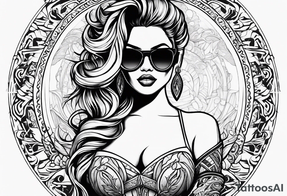 woman with big titts and a capricorn with sunglasses tattoo idea