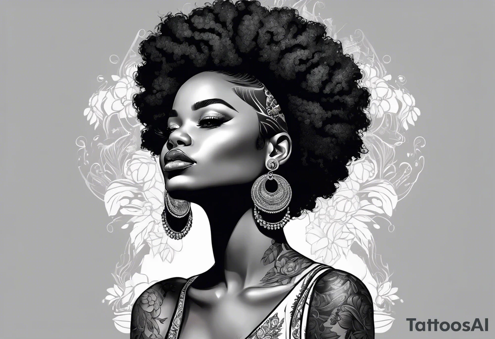 Black woman afro tattoo idea