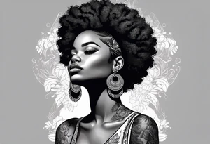 Black woman afro tattoo idea