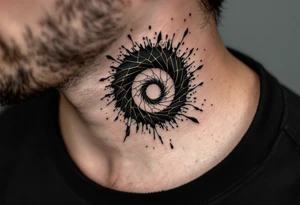 A black ink spiral encased in fractured golden glass lines, suggesting beauty through chaos. tattoo idea