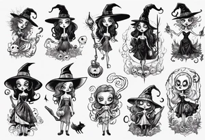 a Tim Burton-style witch tattoo idea