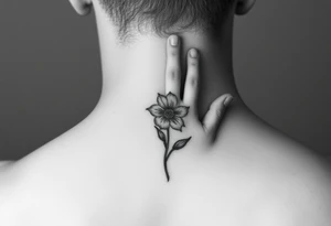 Baby hand print, Freya, 25.07.2024, larkspur flower tattoo idea