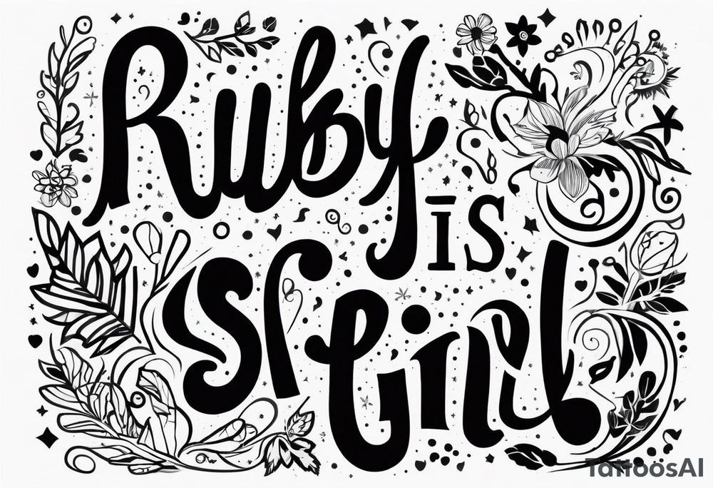 Text that says Ruby Whitman is a stinky girl tattoo idea