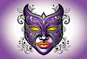 Unhappy Masquerade mask that is purple and black tattoo idea