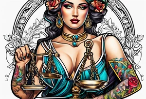 Themis holding the scales of justice tattoo idea