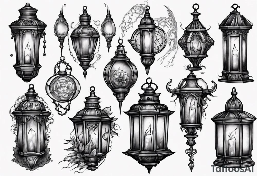 Gothic lantern tattoo idea