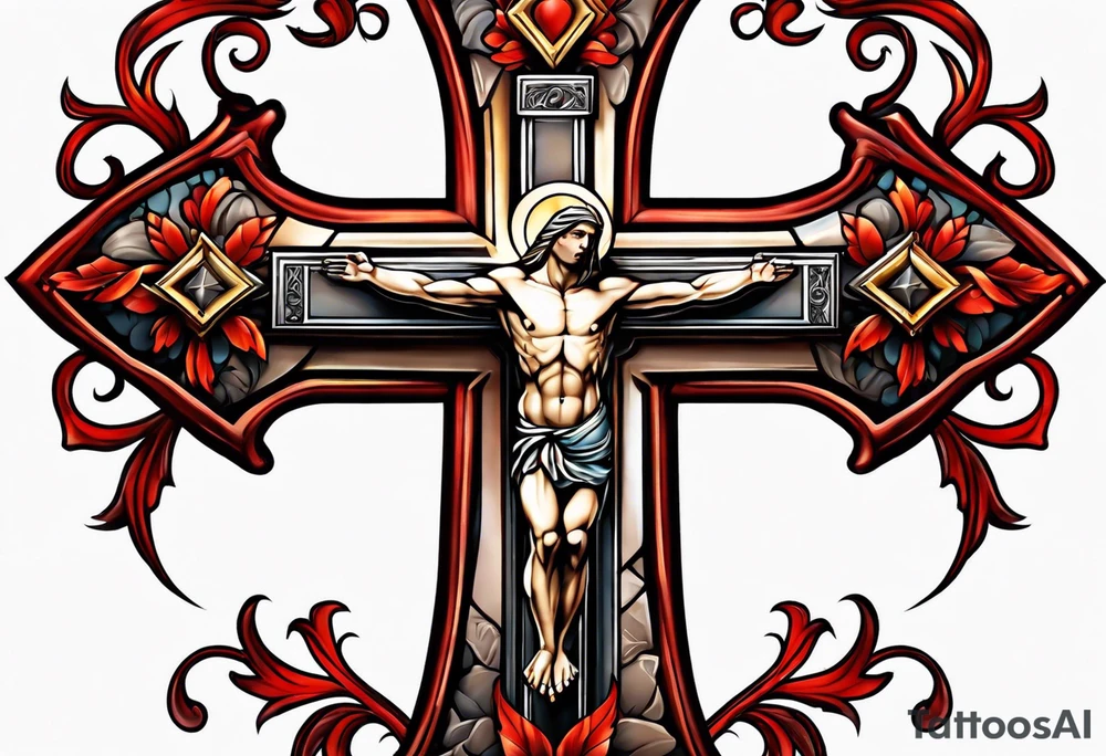 Cross with cardinal tattoo idea
