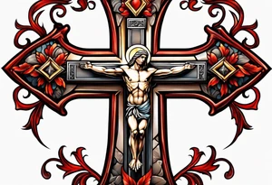 Cross with cardinal tattoo idea